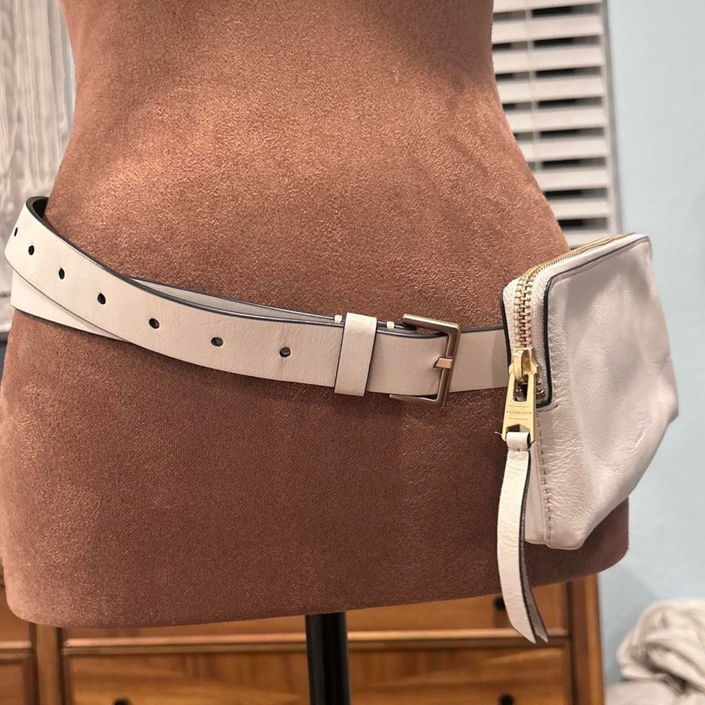 AllSaints White Leather Belt Bag- Bag Removable